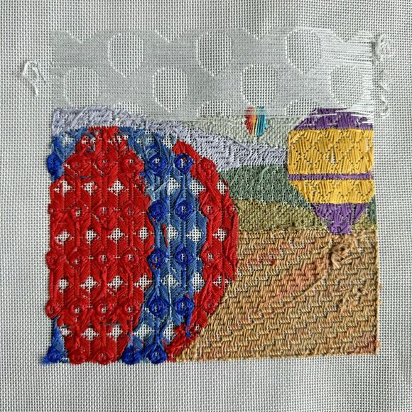 Unfinished 2018 Needlepoint Hot Air Balloons Rainbow 7x7" American Guild Seminar - Picture 7 of 12
